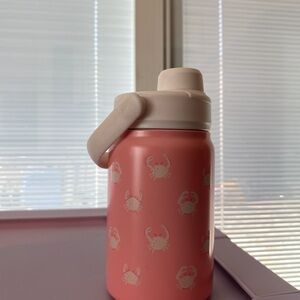 Pink Crab Pattern Kids Water Bottle